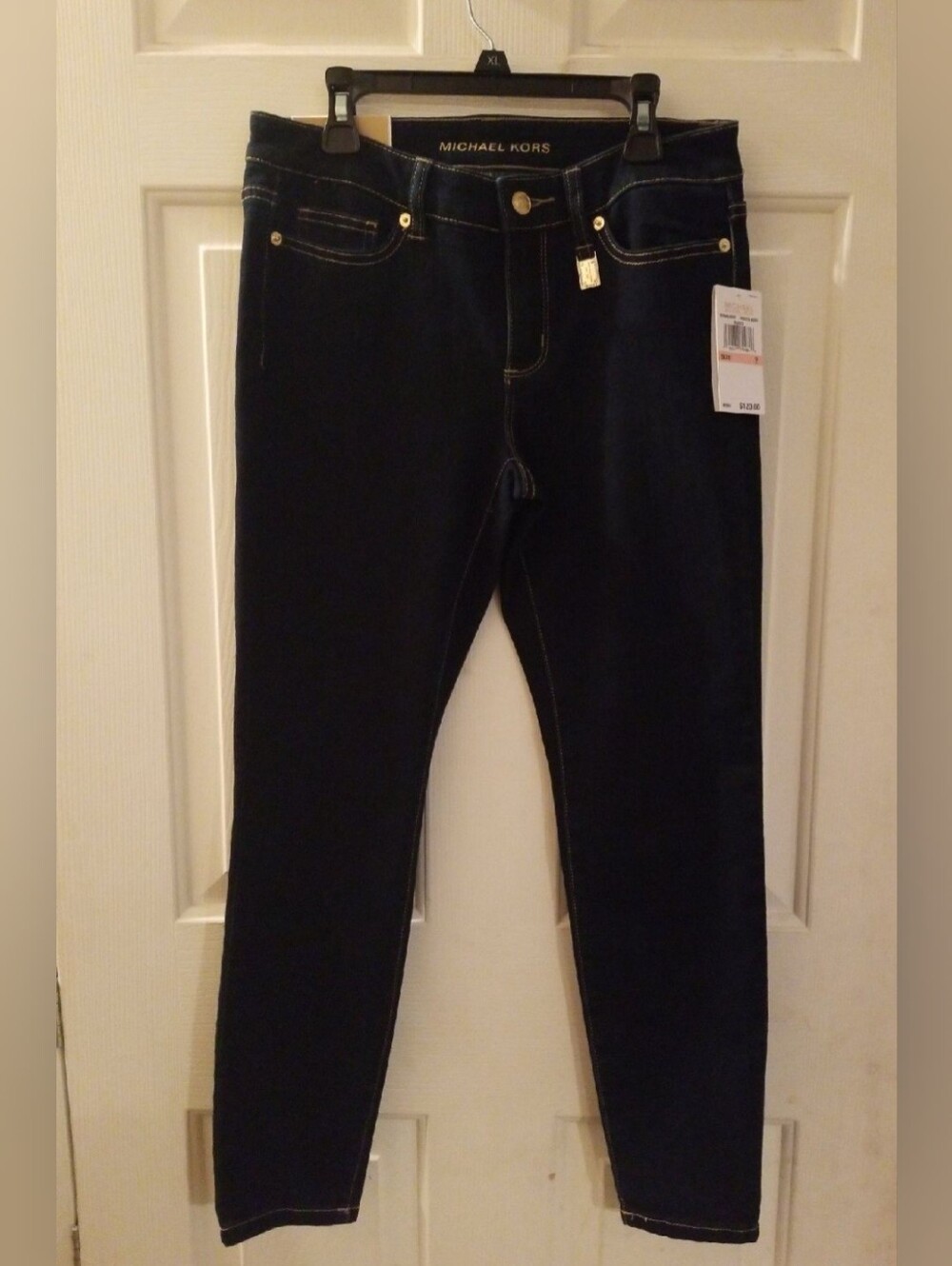 Michael Kors Womens Dark Navy Skinny Jeans with Contrast Stitching